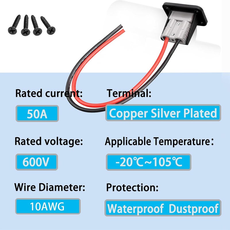 GUIRUIMOON Store 50A SB50 Heavy Duty Versatile Anderson Connector - 10AWG Tinned Copper Wire Quick Connect Universal Kit for Golf Cart Forklift (1 Pack) - Image 3